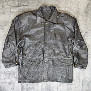 Y2K Protocol Genuine Leather Jacket Size Large Black